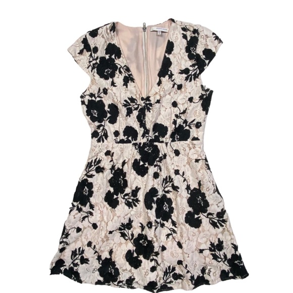 LAVENDER BROWN Fit and Flare Rose Floral Lace Jacquard Dress S - Picture 6 of 16